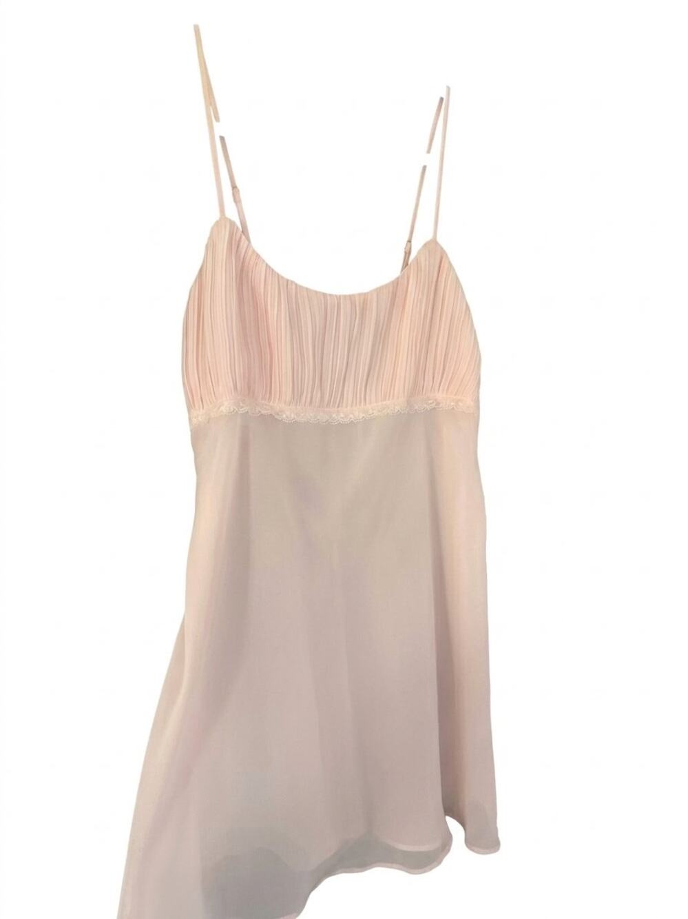 vintage Y2K secret treasures pink pleated chiffon slip nightgown coquette M